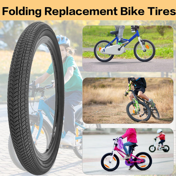2 Pack 12 1/2 X 2 1/4(12.5x2.25) 14/16/20 x 2.125 Bike tire 12.5/14/16/20 Inch Bike tire Kids Folding Replacement Bicycle Tires Fits Most Kids Bikes and BMX Tires