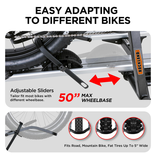 Rockland Foldable 4-Bike Rack, 160 lbs Capacity, Hitch Mount Bike Rack, Fits up to 2.5" Tire Width and 50" Wheelbase, Bike Carrier Rack for 2" Receiver for Cars SUVs Vans RVs