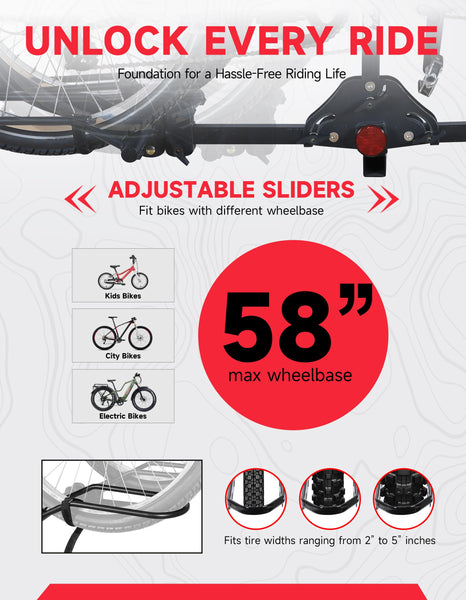 Young Bike Rack Hitch for Car - 200LB 2-Bike Rack Hitch Mount Platform Style Hitch Bike Rack，Smart Tilting & Easy Fold for Car SUV with 2 Inch Receiver，Bike Carrier Fits Up to 5-inch Fat Tire - TRIPPER ELECTRIC BIKES