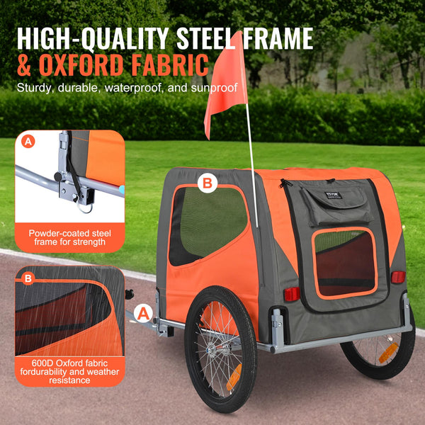VEVOR Dog Folding Bike Trailer - 66/88 lbs.