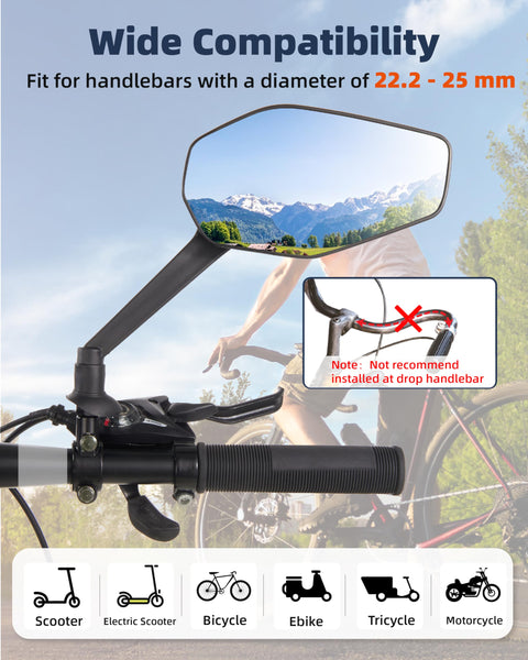 Octa Bike Mirrors (2 pcs ) - Ebike safety mirrors L/R - TRIPPER ELECTRIC BIKES