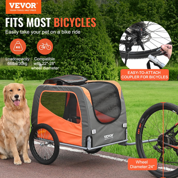 VEVOR Dog Folding Bike Trailer - 66/88 lbs.