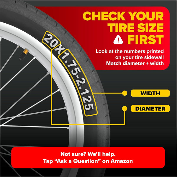 Ultraverse 20" Bike Inner Tubes 20 x 1.75, 1.95, 2.00, 2.125, – Butyl Rubber Bicycle Tubes with Schrader Valve – Replacement Tube for Kids, BMX, Cruiser, Mountain & Electric Bikes – Set of 2