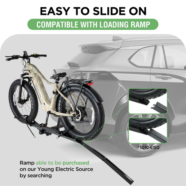 YOUNG ELECTRIC 200LBS EZ-FOLD Aluminum 2-Ebike Carrier with Ramp for Bikes and Electric Bike, Car SUV Truck Van RV and Trailer