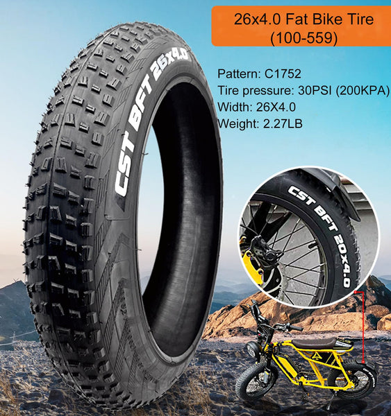 20x4.0 Fat Bike Tire, Replacement Bike Tires with Tube, Foldable Snow Bicycle Tires Kit, High-Performance Puncture Resistant Fat Tire for E-Bikes Mountain Bikes, Bike Tire for Street or Trail Riding