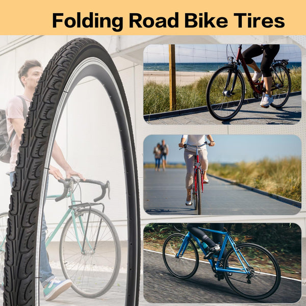 700x35C Bike Tire Foldable Replacement Tires with or Without Bike Tubes and Tire Levers for Road Bicycle