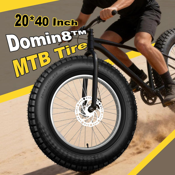 Fat Tire Electric Bike Tires 20x4.0, 1 Pack | Heavy duty tire, all-terrain directional tread, puncture resistant replacement bicycle tire for street and trail riding