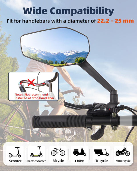 Octa Bike Mirrors (2 pcs ) - Ebike safety mirrors L/R - TRIPPER ELECTRIC BIKES