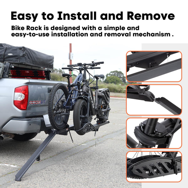 CRAVOT CyberRack EBike Rack for 2 Bike, 200 lbs Capacity Heavy Duty Electric Bike Carrier, 5-inch Fat Tire Bicycle for 2'' Receiver Cars Trucks SUVs Minivans RV, Trailer