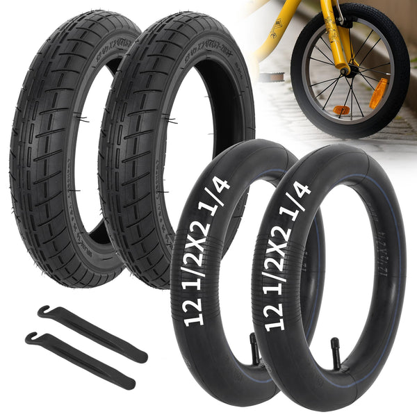 12 1/2 x 2 1/4 Bike Tires and Inner Tubes, 12.5x2.25 BMX Tire Sets (57-203) Compatible with Jetson Kids Bike Caster Trike Bob Stroller and Other 12 Inch Bicycle Tires and Tubes