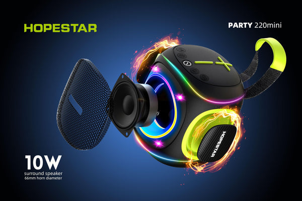 10W Portable Bluetooth Speaker with RGB Lights (Black)