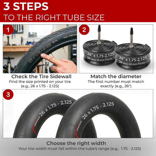 Fincci Pair 26 Inch Bike Tube with Presta Valve – Durable Bike Tire Tubes 26x1.75/1.95/2.0/2.1/2.125 – Value Pack, Reliable Air Retention and Eаsy to Instаll 2X Tubes for MTB, Road and Cruiser Bikes