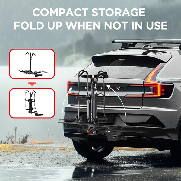YOUNG ELECTRIC 200LBS EZ-FOLD Aluminum 2-Ebike Carrier with Ramp for Bikes and Electric Bike, Car SUV Truck Van RV and Trailer