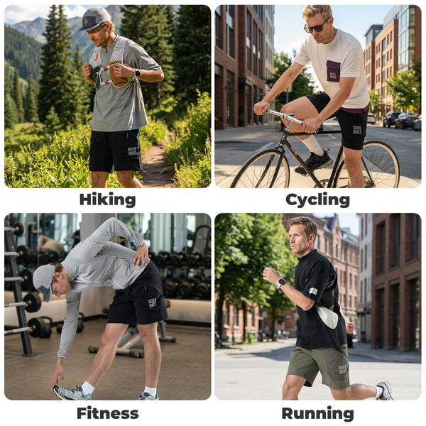 ROCKBROS Men's Mountain Bike Shorts, Lightweight MTB Shorts with Secure Zipper Pockets, Casual Cycling Hiking Shorts