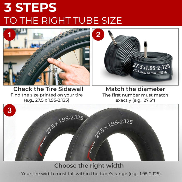 Fincci Pair 27.5 x 1.95-2.125 Inch Bike Inner Tubes 48mm Schrader or Presta Valve Inner Tube for Mountain MTB Road Hybrid Bicycle - Pack of 2
