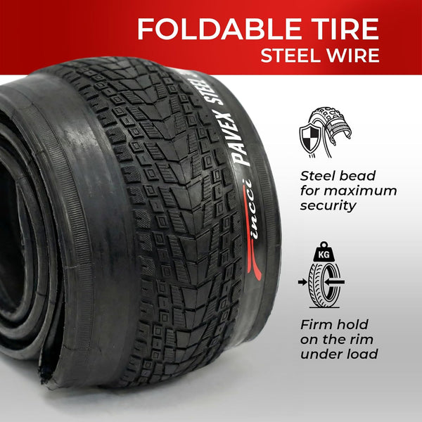 Fincci Pavex Pair 20x4.0 Fat Bike Tires with 3mm Anti-Puncture Protection Pair 100-406 ETRTO 27 TPI Foldable Steel Bead Urban Street Riding & City Commuting Fat E-Bike