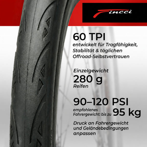 Fincci Conna Pair 700x23c Tires Road Bike 23-622 Foldable Bike Tire 60TPI with 1mm Antipuncture Protection for Cycling Racing Touring - Pack of 2 Bicycle Tires 700 x 23c