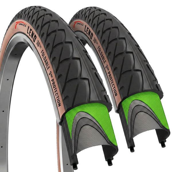 Fincci Pair 26x1.95 Bike Tire - Leno Semi-Slick City 26 inch Bike Tires - 50-559 Black Foldable Mountain Bike Tires for Electric, Road, MTB Bikes