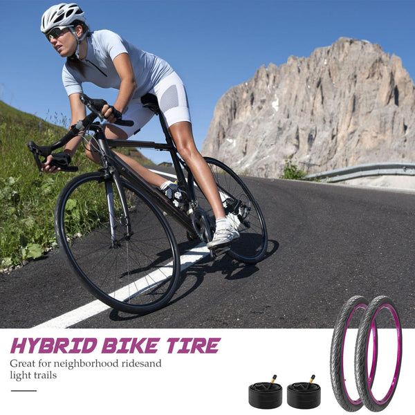 24x1.75 Bike Tires 24 Inch Foldable Replacement Bike Tire SuitPuncture Resistant All-Terrain Mountain/Road Bicycle Tires - Compatible with 24X1.75/24X1.95 Hybrid Commuter Bikes