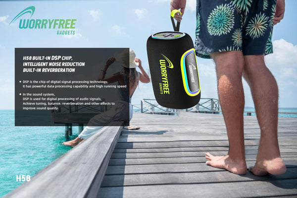 Portable Wireless Waterproof Bluetooth Speaker, 65W Output, RGB Lights, 10M Range, TWS Connection, AUX/TF Card (Black)