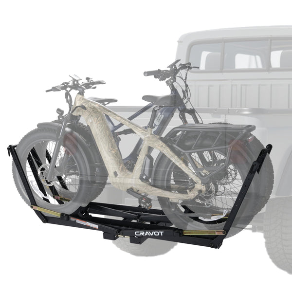 CRAVOT Ebike Racks for 2 Bikes Tow Hitch, Tire Clamp Rack Bike Carrier, Heavy-Duty Haul Ebike Rack with 2 Tray Arms Lock, 200lbs Capacity Fits Fat Tire Bicycle, for Car, SUV with 2" Receiver