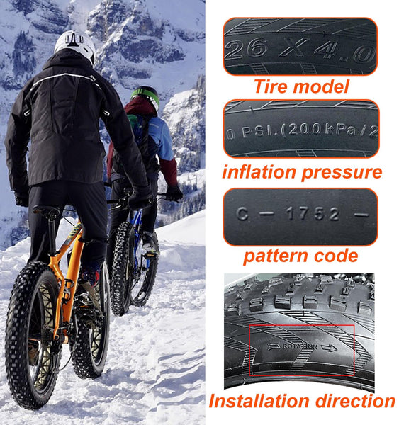 20x4.0 Fat Bike Tire, Replacement Bike Tires with Tube, Foldable Snow Bicycle Tires Kit, High-Performance Puncture Resistant Fat Tire for E-Bikes Mountain Bikes, Bike Tire for Street or Trail Riding