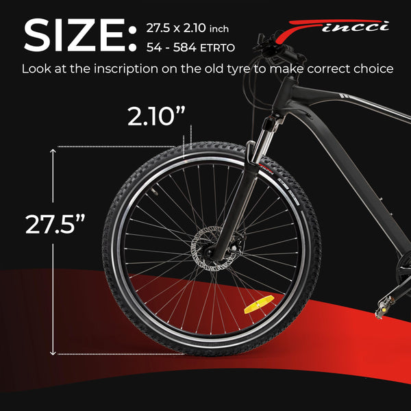 Fincci Durable 27.5 x 2.10 Mountain Bike Tires 54-584 - Kevlar Foldable 27.5 Bike Tire Oncamp for Cycle on MTB, Mud, Dirt, Offroad, XC Bicycle, E-Bikes - Lightweight Tyre 30 TPI