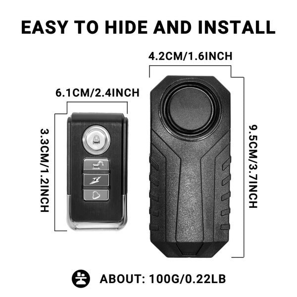 Himiway Bike Alarm Horn with Remote IP65 Waterproof Anti Theft Bicycle Alarm Wireless Security Vibration Motion Sensor Loud 113dB Adjustable Sensitivity for Bike, Motorcycle, Car, Scooter, Trailer - TRIPPER ELECTRIC BIKES