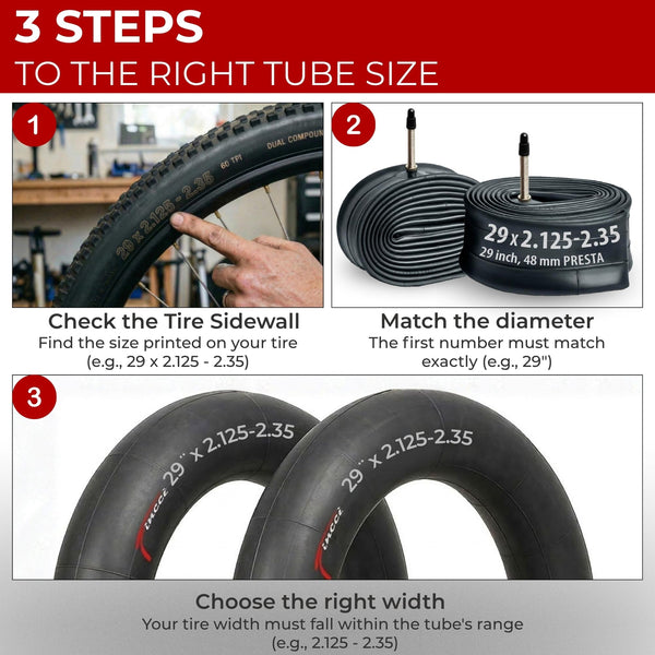 Fincci 29 x 2.1 x 2.2 x 2.3 x 2.35 Inch Bike Inner Tubes – 29 inch Bike Tire Tube with 48mm Presta or Schrader- 29 Bike Tube Butyl Rubber for Mountain & Hybrid & E Bikes – Pack of 2