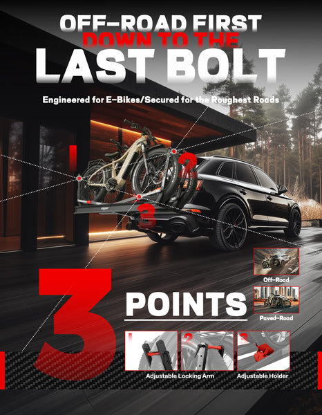 Young Electric E-Bike Rack with Ramp, Hitch 2 Bike Rack, 200 lbs Capacity Electric Bike Carrier, Foldable Platform Mount for Cars, Trucks, SUVs, Minivans, Up to 5-Inch Fat Tire for 2'' Receiver
