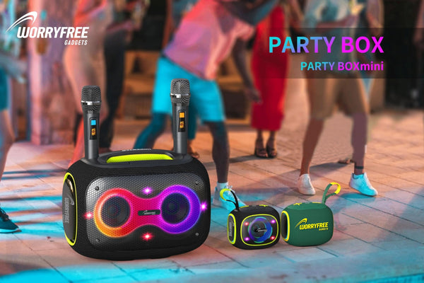 Portable Bluetooth Speaker, 10W, Wireless BT5.3 Range 10m, RGB Lights, Party Box Mini (Black)