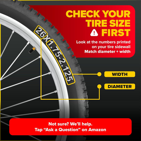 Ultraverse 26" Bike Inner Tubes 26 x 1.75, 1.95, 2.10, 2.125 – Butyl Rubber Bicycle Tubes with Schrader Valve – Compatible with Mountain, Cruiser, City & Kids Bikes – Set of 2 - TRIPPER ELECTRIC BIKES