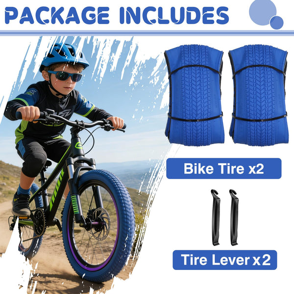 2 Pack Color Bike Tire, 20 x 2.125 Inch Folding Bicycle Replacement Tire Red Color Tire for Children Bikes