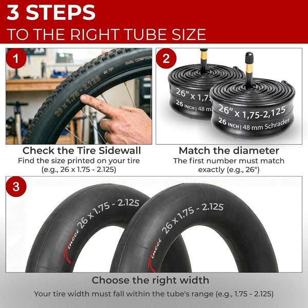 Fincci Pair 26 Inch Bike Tube with Schrader Valve – Durable Bike Tire Tubes 26x1.75/1.95/2.0/2.1/2.125 – Value Pack, Reliable Air Retention and Easy to Install 2x Tubes for MTB, Road and Cruiser Bikes