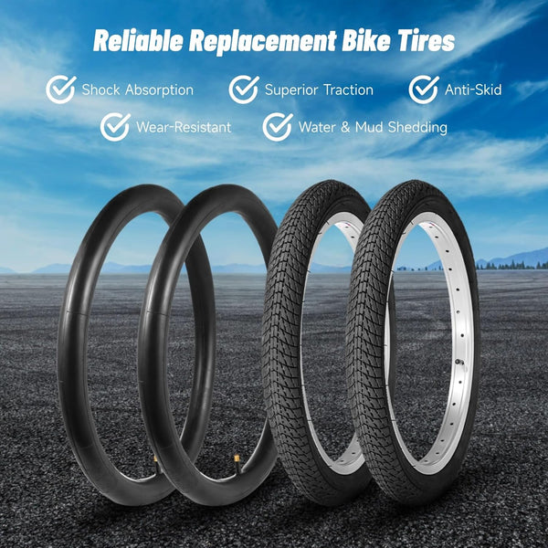 yeesport 16 Inch Bike Tires, 2 Pack 16x1.75 Bike Tires and Tubes Set, 16x1.75 Tires & 16inch Bike Tubes with Repair Kit, 16 Inch Mountain Bike Tire for MTB Tire, BMX Tire, Kids Bike Tire