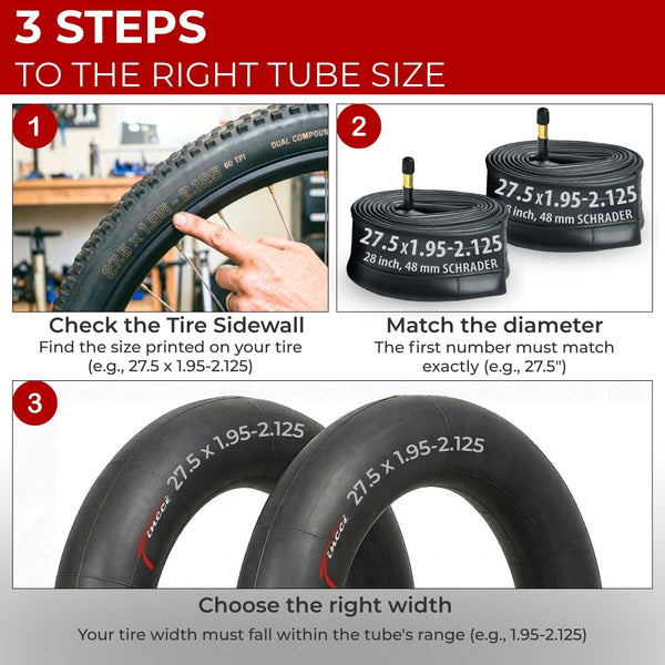 Fincci Pair 27.5 x 1.95-2.125 Inch Bike Inner Tubes 48mm Schrader or Presta Valve Inner Tube for Mountain MTB Road Hybrid Bicycle - Pack of 2