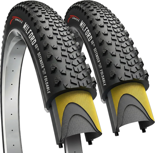 Fincci Pair 700x40c Bike Tire - 700c Gravel Tires with Kevlar & Nylon 1mm Puncture Proof - Durable 60 TPI Foldable Bicycle Tires 42-622 for Hybrid, Electric, Touring, MTB Bikes