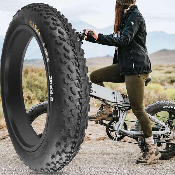 20" E-Bike Fat Tires 20 x 4.0 Folding Bead Tire for Electric Bikes or with AV32mm Tubes Compatible with Wide Mountain Snow Bike Tire
