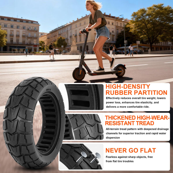 10x2.75-6.5 Scooter Off Road Tire, 10x2.70-6.5 Tubeless Tire for Speedway Dualtron Joyor Titan Segway Gotrax Mten3 Okai Beetle Hitway H5 Electric/Gas Scooter balance Scooter 10" OD Tubeless Tyre
