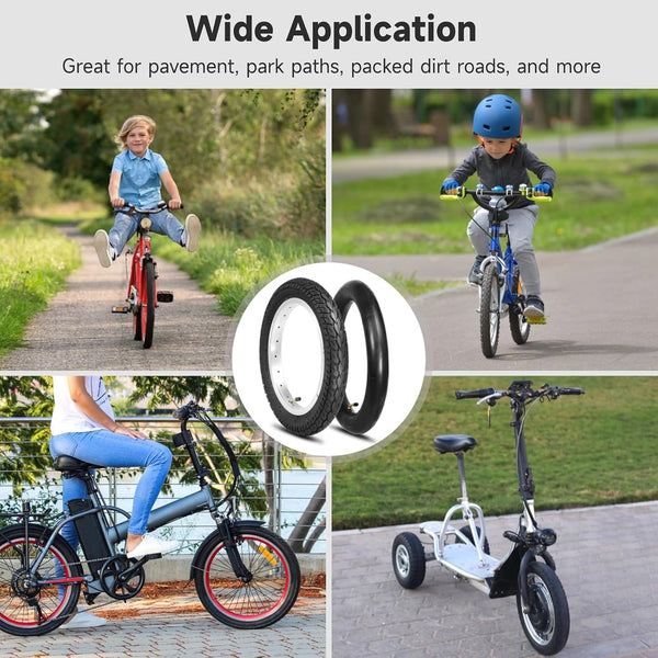 yeesport 14x2.125/54-254 E-Bike Tire Tube Set, 14x2.125 Bike Tire 14 inch | 14 inch bike tire with bent valve inner tube includes metal tire lever & valve tool for e-bikes, bikes and electric scooters