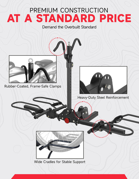 Young Bike Rack Hitch for Car - 200LB 2-Bike Rack Hitch Mount Platform Style Hitch Bike Rack，Smart Tilting & Easy Fold for Car SUV with 2 Inch Receiver，Bike Carrier Fits Up to 5-inch Fat Tire - TRIPPER ELECTRIC BIKES