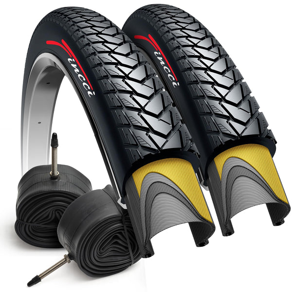 Fincci Gravel 700x35c Bike Tire with 2X Inner Tubes - Pair Foldable 700c Bike Tires, 37-622 with Nylon Puncture Protection 1mm - for Electric, Road, Folding, Hybrid Bikes, 60 TPI