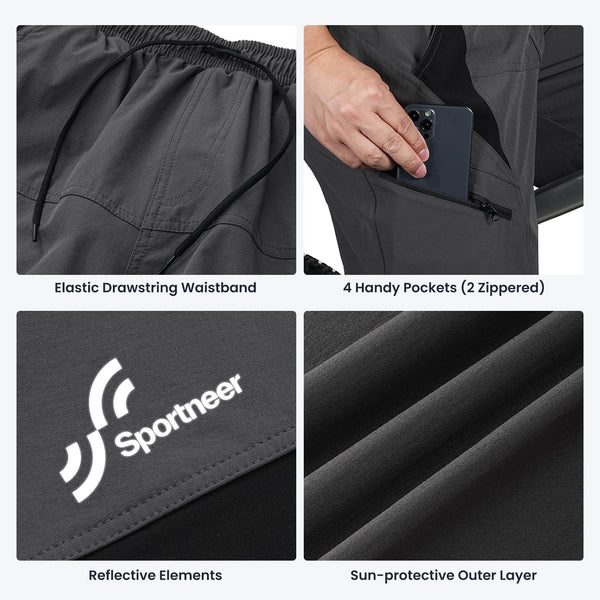 Sportneer Bike Shorts for Men: 3D Padded Lightweight Riding Biking Cycling Mountain Bike Shorts for Men with Zipper Pockets
