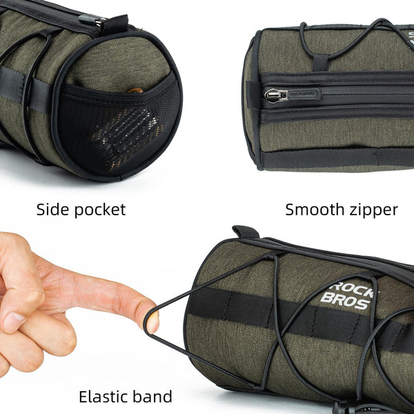 ROCKBROS Bike Handlebar Bag Small Bicycle Handle Bar Bag Handy Front Bike Bags Handlebar Storage Pouch Pack with Shoulder Strap Little Mountain Road Bike Barrel Bag
