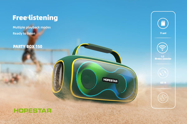 Portable Bluetooth Speaker, Loud Sound, 60W Powerful Deep Bass Stereo Sound, Wireless Indoor/Outdoor Party Speaker for Camping, Beach, Party, Support TWS/USB/TF Card/AUX (Black)
