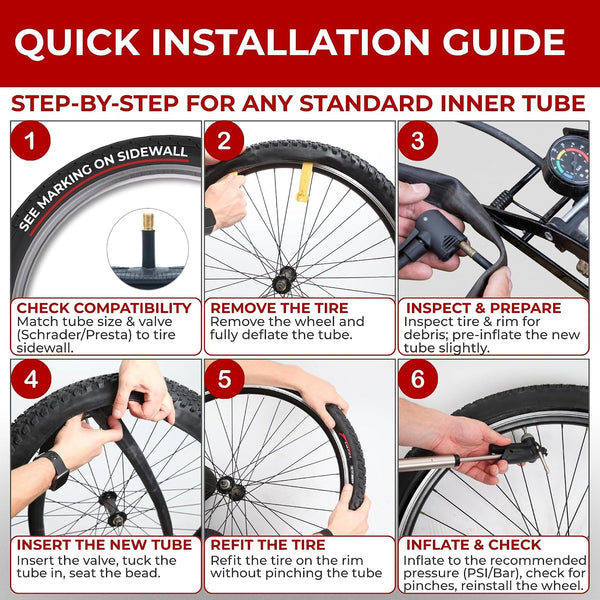 Fincci Pair 26 Inch Bike Tube with Schrader Valve – Durable Bike Tire Tubes 26x1.75/1.95/2.0/2.1/2.125 – Value Pack, Reliable Air Retention and Easy to Install 2x Tubes for MTB, Road and Cruiser Bikes