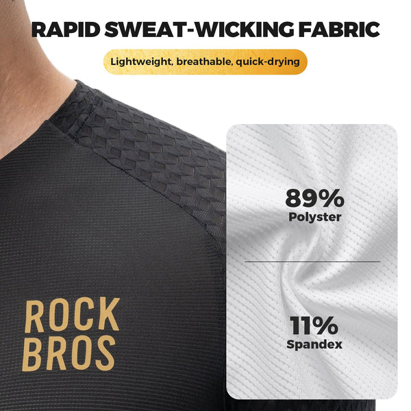 ROCKBROS Men's Cycling Jersey Long Sleeve Shirt Bike Jersey Men with Full Zipper Pocket Quick Dry