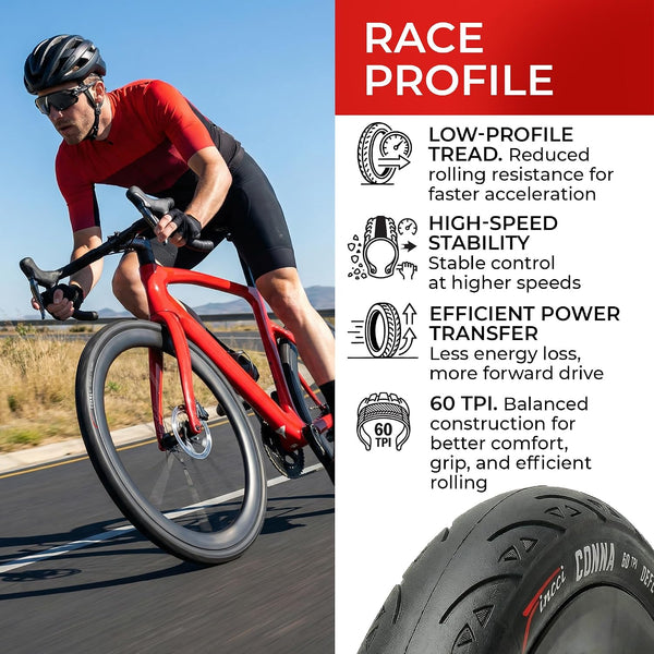 Fincci Set 700x23c Tires Road Bike with 2X Bicycle Inner Tubes 700c - Racing 23-622 1mm Puncture Proof Bike Tires & 60mm Presta Tube - 700c Bike Tire for Folding, Touring, Gravel, E Bikes, Bicycle