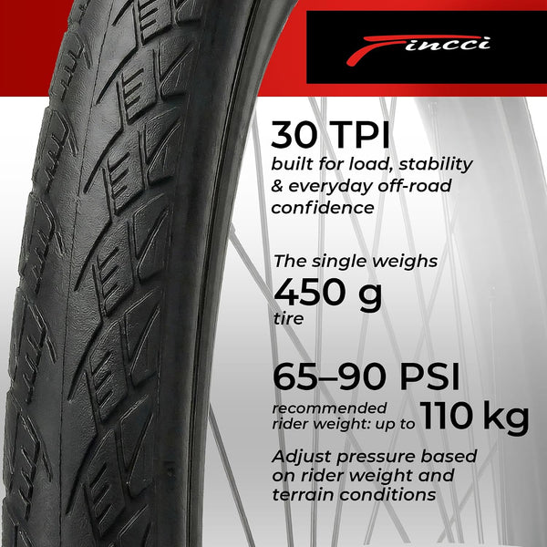 Fincci Roam 700 x 32c Foldable Bike Tires with Anti-Puncture Protection 1mm Nylon – 32-622 – Pack of 2 – for Electric, Road & Hybrid Bicycles