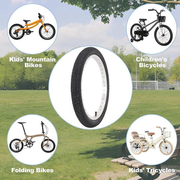 2 Sets 18x2.125 Bike Tire and Tube, 18 Inch Kids Bike Tire Straight Stem with Tyre Repair Kit Compatible with BMX Bike Joystar Balance Bike Road Bicycle Folding Bike